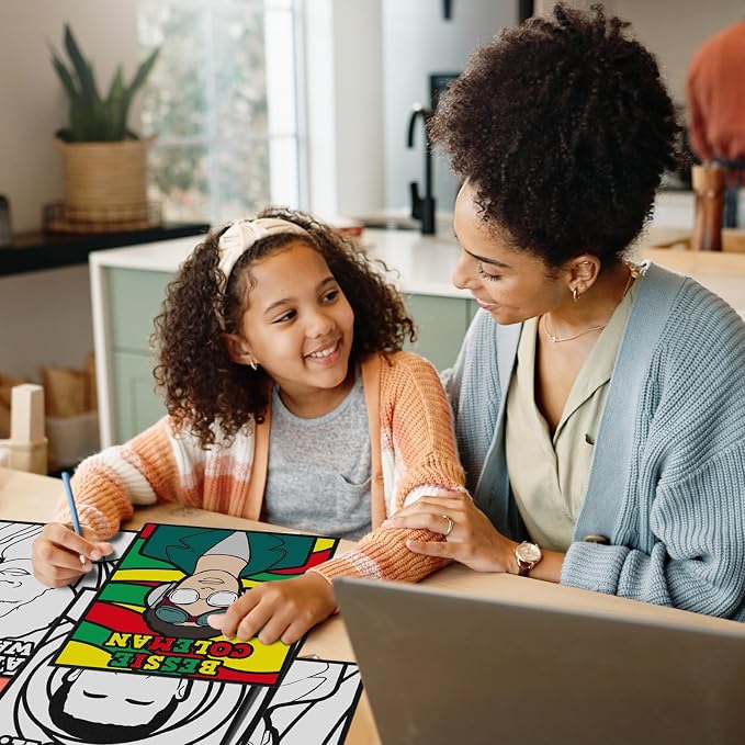 Cinrobiye 48 Pcs Velvet Coloring Posters Black History Month Fuzzy Felt Coloring Pages to Color for Adults Teenagers All Ages Classroom Assisted Living Festive Holiday Art&Craft Activity (BHM2)