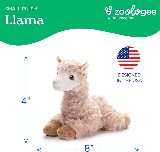 The Petting Zoo Llama Stuffed Animal Plushie, Gifts for Kids, Scoopz Wildlife Animals, Llama Plush Toy, 8 inches