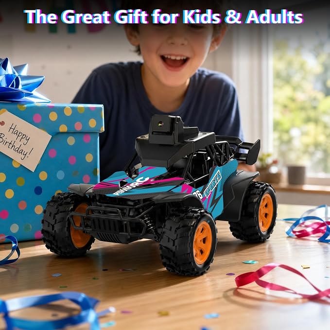 RC Car with Camera, RC Truck, FPV Remote Control Car, 2.4GHz 2.8" Screen, 60° Adjustable Camera, Live Video, APP/Radio Dual Control, 2 Speeds, Rechargeable Off-Road RC Cars, Gift for Adults&Kids