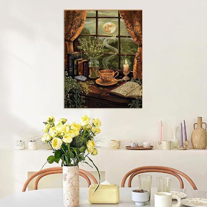 Fairyland JinWenn Paint by Numbers for Adults and Kids Beginner, Book Painting by Number Kits On Canvas, Number Artist Paint by Number Kit Oil Painting Acrylic Paints, Home Wall Decor Gift 12X16 inch