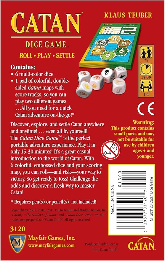 CATAN Dice Game - Portable Fun for On-the-Go Adventures! Strategy Game, Family Game for Kids and Adults, Ages 7+, 1-4 Players, 15-30 Minute Playtime, Made by CATAN Studio