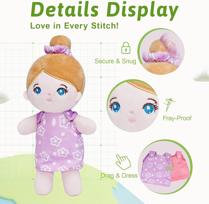 OUOZZZ Soft Baby Dolls, Set of 5 Multicultural 8.8" Plush Dolls in Basket | Diversity Ethnic, For Toddlers, Preschool, Daycare & Home