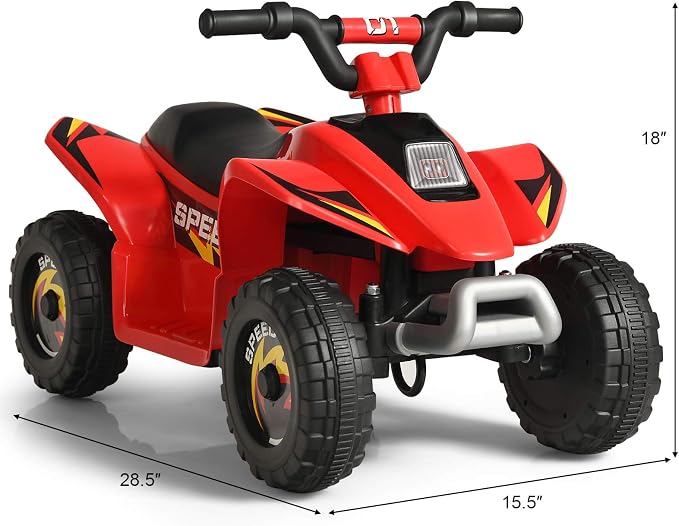 Costzon Kids ATV, 6V Battery Powered Electric Quad, Forward/Reverse Switch, Rear Wheeler Motorized Ride On Mini Vehicle Car for Toddlers Boys Girls, Ride on ATV (Red)