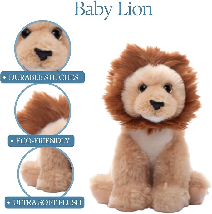 The Petting Zoo Lion Stuffed Animal Plushie, Gifts for Kids, Wild Onez Babiez Zoo Animals, Lion Plush Toy 6 inches