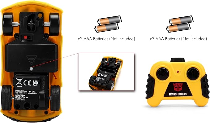 Jada Toys 1:32 RC Transformers Bumblebee Camaro – Simple Function Remote Control Car for Kids with 5.5" Body and Autobot Styling – No Figure Included