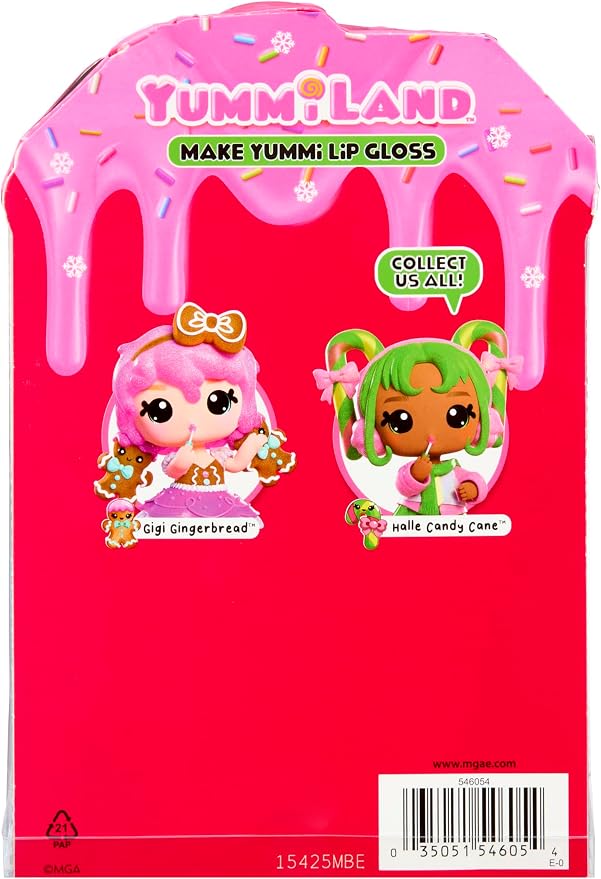 Yummiland x Holiday Lip Gloss Doll - Halle Candy Cane Includes DIY Lip Gloss + Keychain, Cosmetic Play, Seasonal Holiday Collectible, Gift, Ages 4+