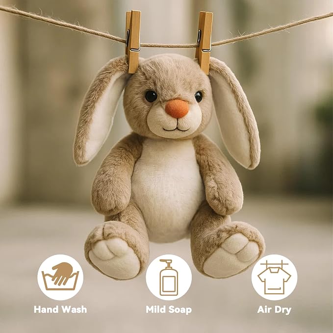 Bunny Stuffed Animal Rabbit Plush Toy Cute Big Feet Sitting Plushie Easter Basket Stuffers Gifts for Kids Girls Boys Comfort Companion Cuddle Buddy Huggable Doll Weighted Feel 8 Inch 7.1 oz