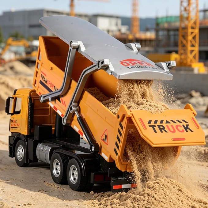 Dump Truck Toy Diecast Metal Cab Large Dump Truck with a Liftable Dump Bed Construction Truck Toys for Kids Pull Back Toy Dump Truck with Lights and Sounds Dump Truck Toys for Boys 3-5 Year Old