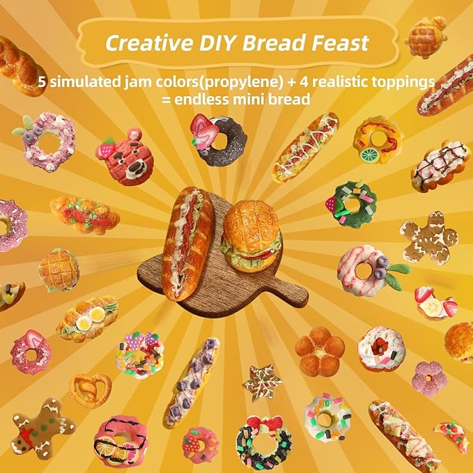 iLAND Air Dry Clay Kits Fun Crafts for Teens DIY Mini Bakery Miniature Food Toy Easy Crafts for Adult Women 1/12 Scale Accessories of Dollhouse Kitchen Creative Family Game Night Birthday Gift Ideas