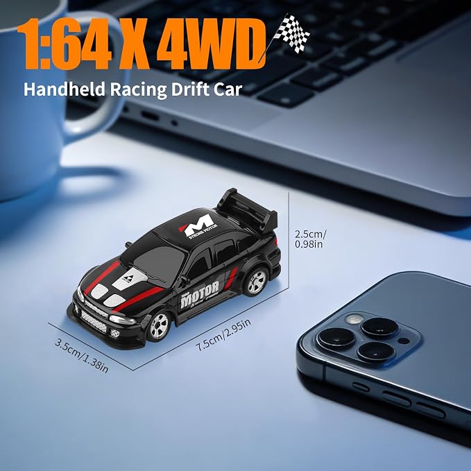Desktop Drift Car,1:64 Remote Control Car, RC Cars with LED Lights, Mini RC Drift Car for Race, for Boys Kids Adults
