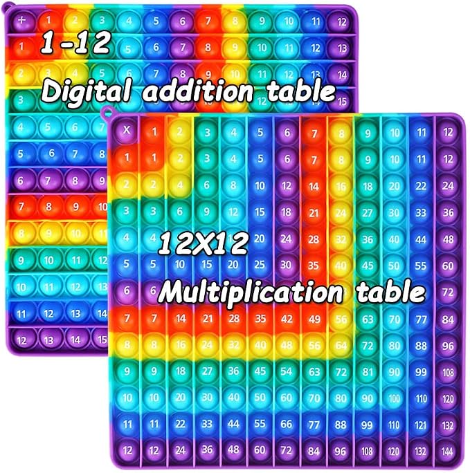 2 in 1 Multiplication Table Game and Digital Addition Table P0PP Math Toy, DK-SIMINA Rainbow Dimple Finger tip Toy, Math Manipulation Game, Create Various Math Operations (1 PCS)