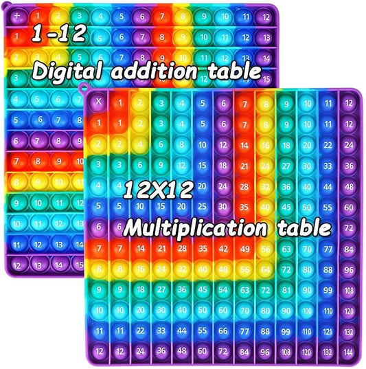 2 in 1 Multiplication Table Game and Digital Addition Table P0PP Math Toy, DK-SIMINA Rainbow Dimple Finger tip Toy, Math Manipulation Game, Create Various Math Operations (1 PCS)