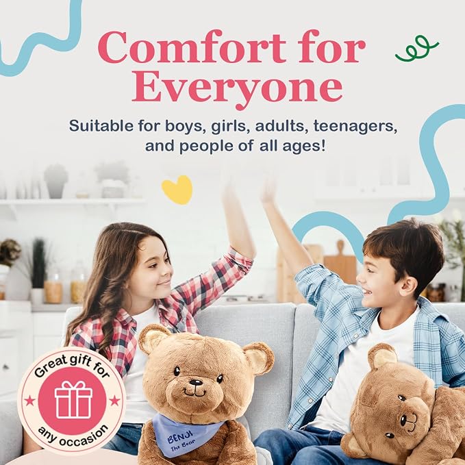 Lilly's Love Weighted Stuffed Animals for Adults & Kids — 5lb Calming Bear Plush for Anxiety, ADHD & Sensory | Machine Washable Weighted Stuffed Animal w/Removable Insert | Benji The Bear