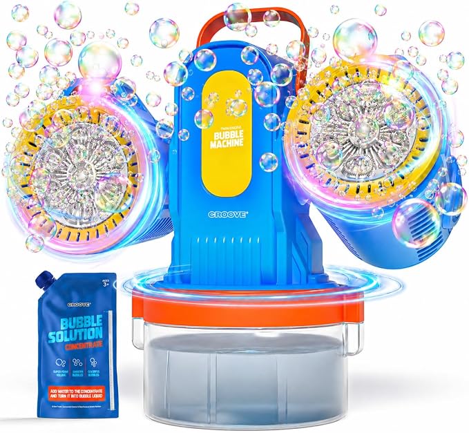 Rechargeable Bubble Machine for Kids, 180° Rotation 12,000+ Big Bubbles Per Minute, Boy Birthday Gift, Outdoor Toys Games & Activities, Gifts for Toddlers, Boys & Girls Age 3,4,5,6,8+ Year Old
