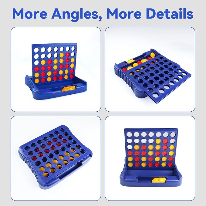 Pup Go 4 in a Row Game, Strategy Board Games for Kids 3-12, Connect & Win Four in a Line, Foldable Holiday Travel Essential, 2 Players for Family and Kids, Best Gifts for Boys and Girls (Blue)