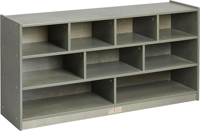 ECR4Kids Mobile Building Block Storage Cabinet, Large, Classroom Furniture, Grey Wash