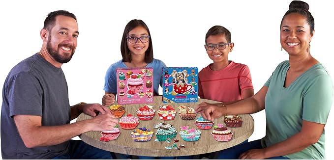 RoseArt - 12 Mini-Shaped - Cupcakes II - 500 Piece Jigsaw Puzzles for Kids and Adults