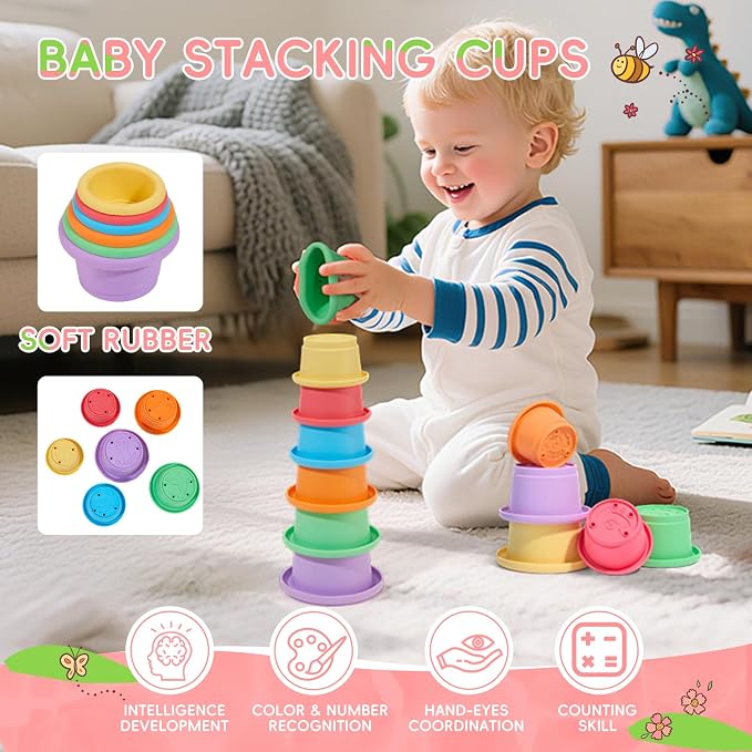 Bath Toys for Kids Ages 1-3 17PCS Fun and Easy-Grip Mold Free Baby and Toddler Bath Toys Set, Interactive Flower and Watering Can Bathtub Pool Water Table Toys for 1+ Year Old Boys Girls Gifts