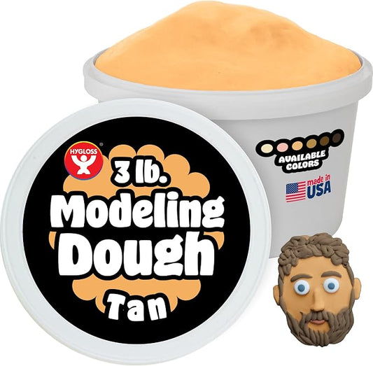 Hygloss Play Modeling Dough for Kids – Multicultural Skin Tones – Safe & Non-Toxic Sensory Dough for Arts & Crafts – Play Clay for Toddler Activities, Preschool Classroom Must-Haves (3 lb, Tan)