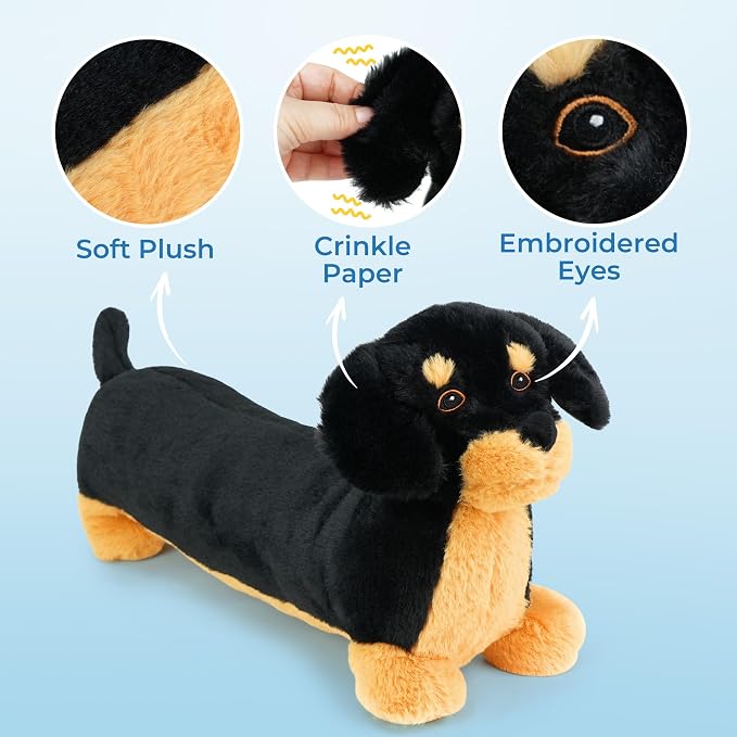 PrimePets Plush Squeaky Dog Toy, 21.5" Dachshund Stuffed Animal Dog Toy for Large Medium Small Dogs, Soft Pet Toys for Cuddling & Playing, Dog Comfort Toy