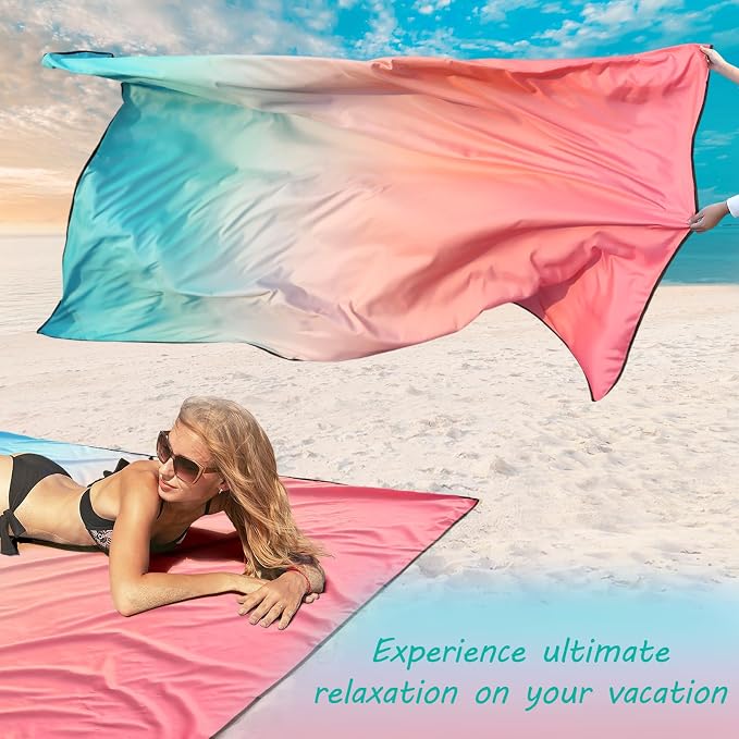 AISPARKY Beach Blanket Waterproof Sandproof Extra Large, Oversized Beach Mat, Quick Drying&Compact&Lightweight, Picnic Blankets Vacation Essentials for Outdoor Beach Camping (79" X 108" (6 Person))
