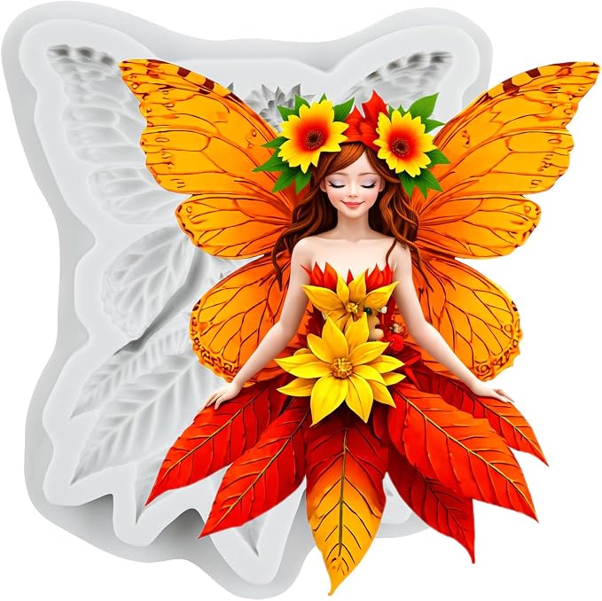 Flower Fairy Polymer Clay Molds Butterfly Fairy Silicone Mold for DIY Crafts Epoxy Resin Casting Polymer Clay Tools Craft Air Dry Jewelry Making