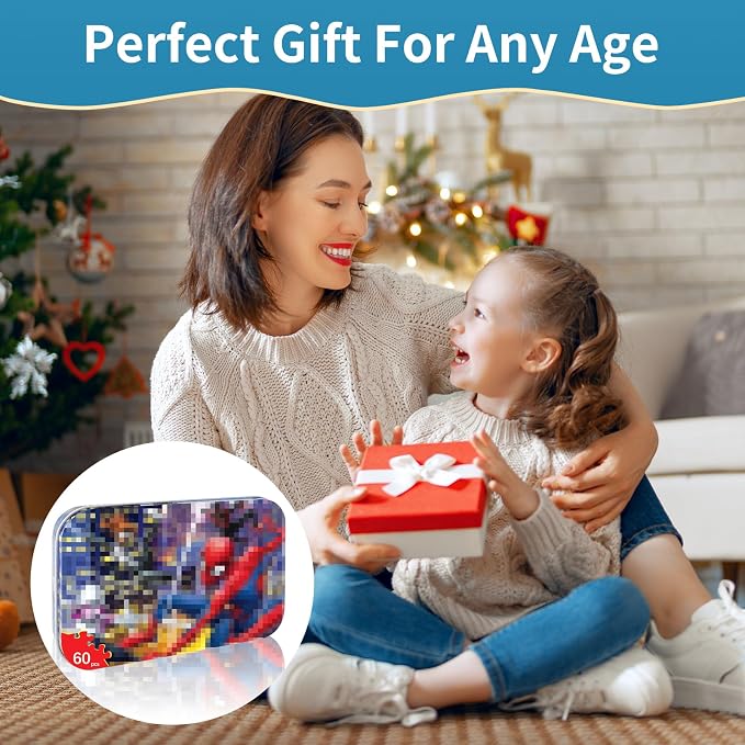60 Pieces Puzzles for Kids Ages 3-8, Jigsaw Puzzles in Metal Box, Children Jigsaw Puzzles Kids Puzzles, Educational Learning Puzzle Toys for Girls and Boys