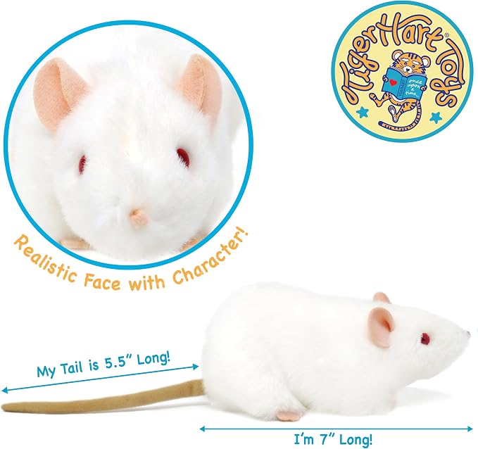 TigerHart Wylie The White Rat - 7 Inch Stuffed Animal Plush