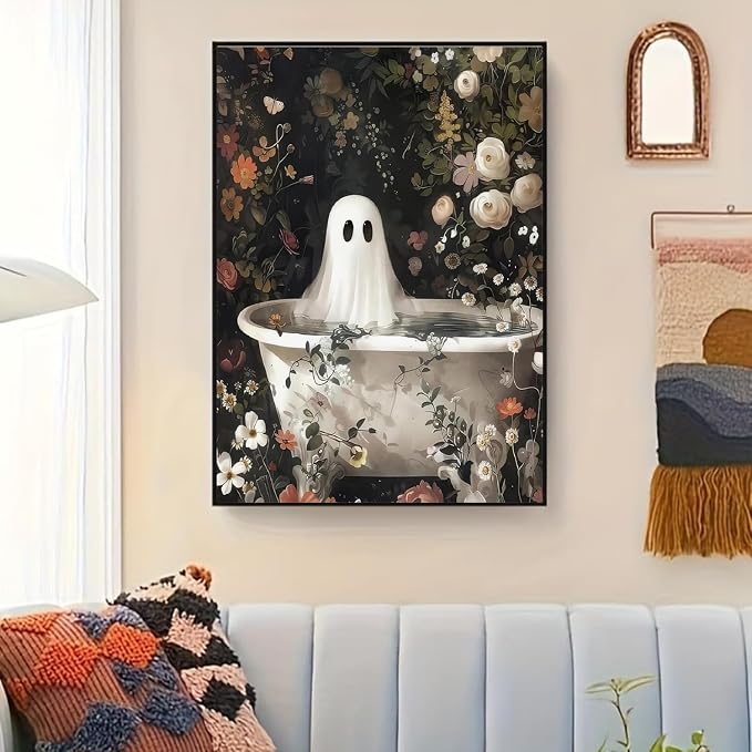 Paint by Numbers for Adults and Kids Beginner, Halloween Ghosts Bathing Painting by Number Kits On Canvas Number Artist Paint by Number Kit Oil Painting Acrylic Paints Home Wall Decor Gift 12X16 inch