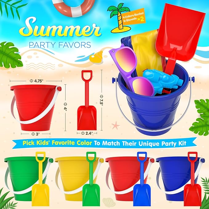 GIFTINBOX Pool Party Favors Beach Party Favors - Pool Toys For Kids Ages 3 4 5 6 7 8 Beach Balls Bulk, Kids Sunglasses, Bubble Wands, Summer Toys for Party Supplies Birthday