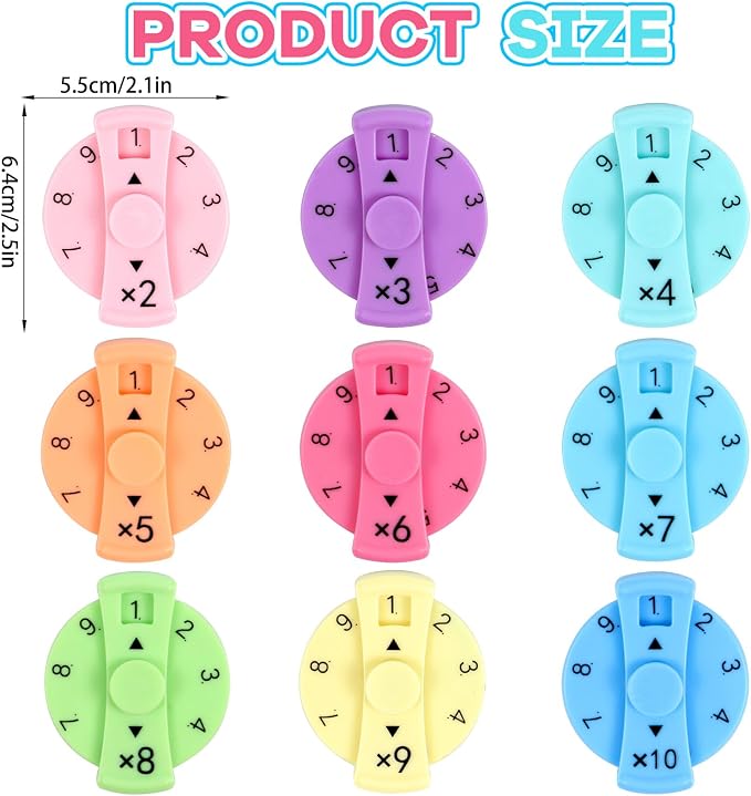 9 Pcs Math Fidget Spinners, Math Fidget Toy for Adults, Learn Multiplication and Division with The Math Spinners, Math Game for Home Classroom Prizes