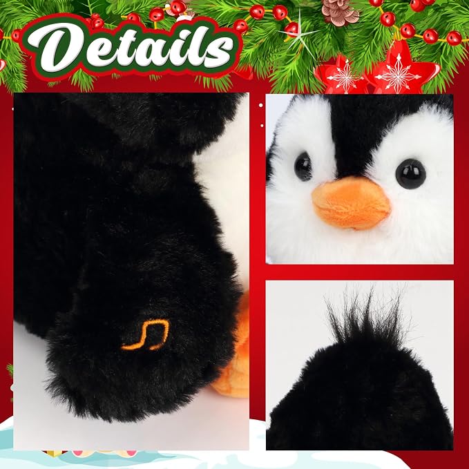 Talking Penguin Repeat What You Say Musical Stuffed Animal Shaking Singing Plush Toy Electric Interactive Animated Plushies Gifts for Kids Girls Boys
