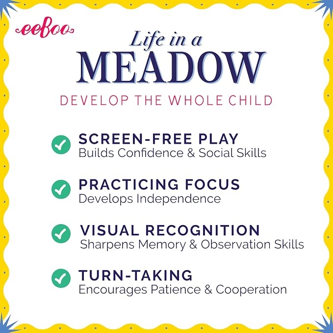 eeBoo: Memory and Matching Game - Life in a Meadow - 24 Pairs, Develops Recognition, Concentration, Memory & Vocabulary Skills, Age 3+