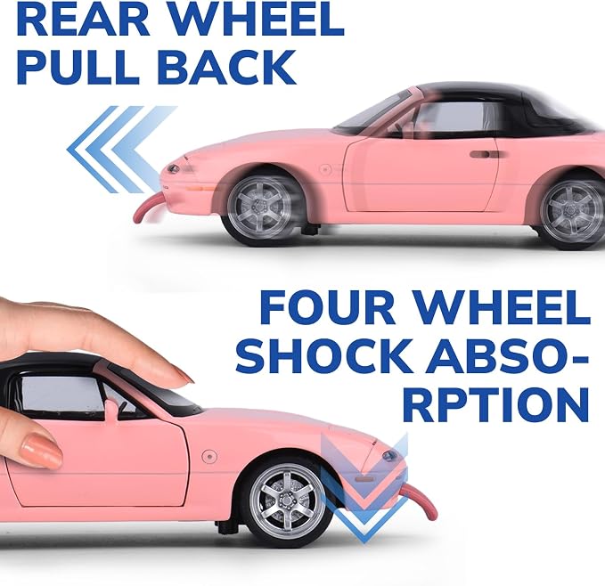 Car Toys for Boys 1 32 Diecast Cars Metal Toy Car,Collectibles Model Car Kits for Adults and Kids,Pull Back Cars with Lights and Sounds,Toy Cars for Boys Age 4-7（Pink）