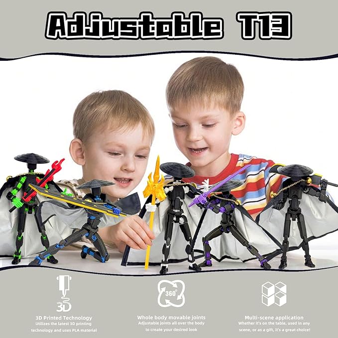 T13 Assembly Completed Action Figures,T-13 Action Figure, Robo 13 3D Printed Action Figure - The Ultimate Hero for Action-Packed Playtime,5.2 Inch, Black Green