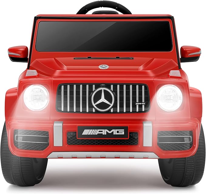 ELEMARA Licensed Mercedes-Benz AMG G63 Ride on toys,Drivable Car for Toddler,Kids' Electric Vehicles,Dual Mode of Flashing Light/LED light,Low Battery Prompt,Bluetooth,Music& Horn,Soft Start,Light Red