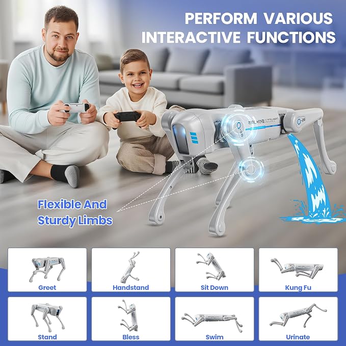 cxjoigxi Smart Robot Dog Toy, Interactive STEM Robotic Pet, Voice & Remote Control, App Programming, 30+ Actions, Bionic Walking, RC Dog Birthday Gifts for Kids Boys Girls Age 6+