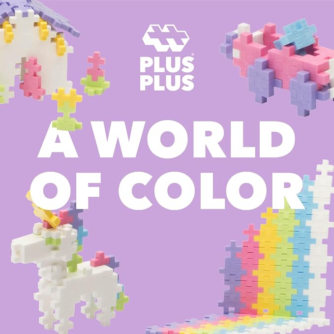 PLUS PLUS - Open Play Set - 600 Piece - Pastel Color Mix, Construction Building Stem Toy, Interlocking Mini Puzzle Blocks for Kids