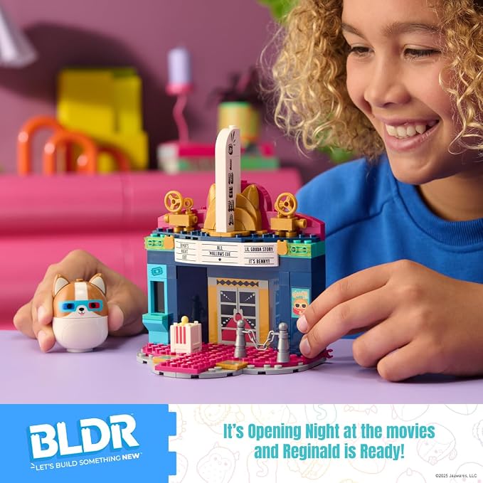 BLDR Squishmallows Reginald at the Movies Building Set - Reginald the Corgi Buildable Figure - Squishmallows Fans 8+, 0093