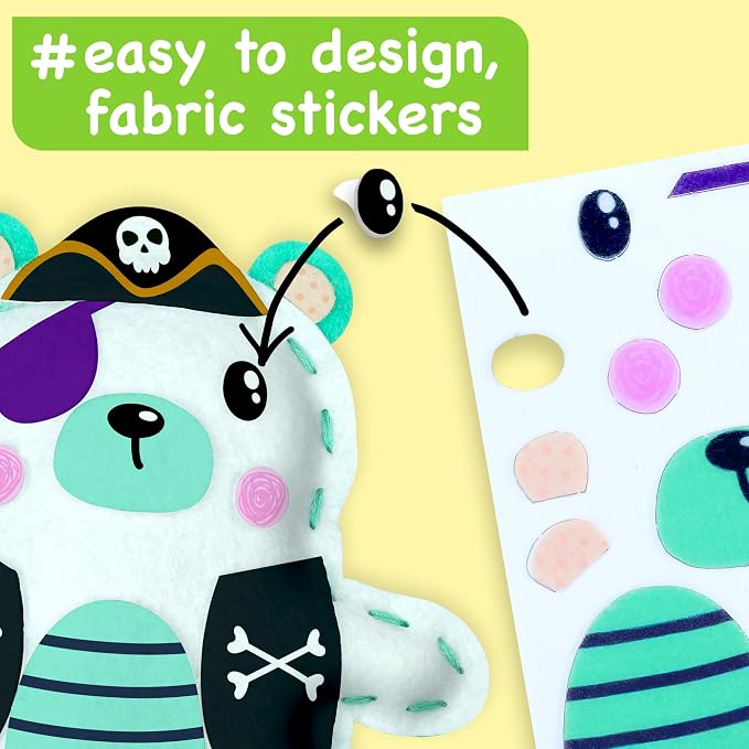 EZCRA Bear & Animal Sewing Kit for Kids Ages 4-8 - 4 Beginner Felt Craft Projects - No-Mess Arts & Crafts for Boys and Girls - Gift for Kids
