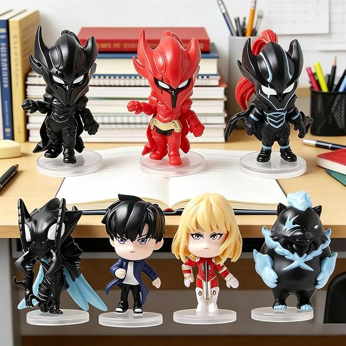 7pcs Sung Jin Woo Figure Igris Statue Desktop Cute Figure Anime Beru Action Figures Set Collectible Cha Hae-in Figurine Ornaments