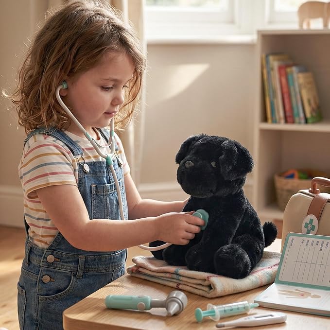 WEIGEDU Small Retrievers Labs Labrador Puppy Dog Stuffed Animals Plush Toys for Kids Boys Girls Birthday Bedtime Easter, 7.9" Black