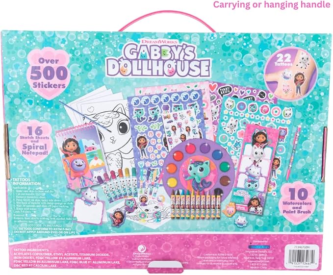 Innovative Designs Gabby's Dollhouse Creativity Fun Kids Art Set for Coloring, Painting, and Crafts