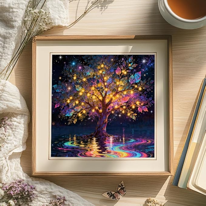Paint by Numbers for Adults and Kids Beginner, Tree of Life Painting by Number Kits On Canvas Number Artist Paint by Number Kit Oil Painting Acrylic Paints Home Wall Decor Gift 13.7X13.7 inch