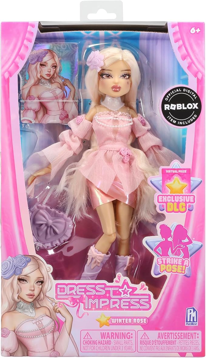 PhatMojo Dress to Impress - Winter Rose Fashion Doll - Series 1-11.5-Inch Tall - Includes DLC Code Redeemable on Roblox - Officially Licensed Doll