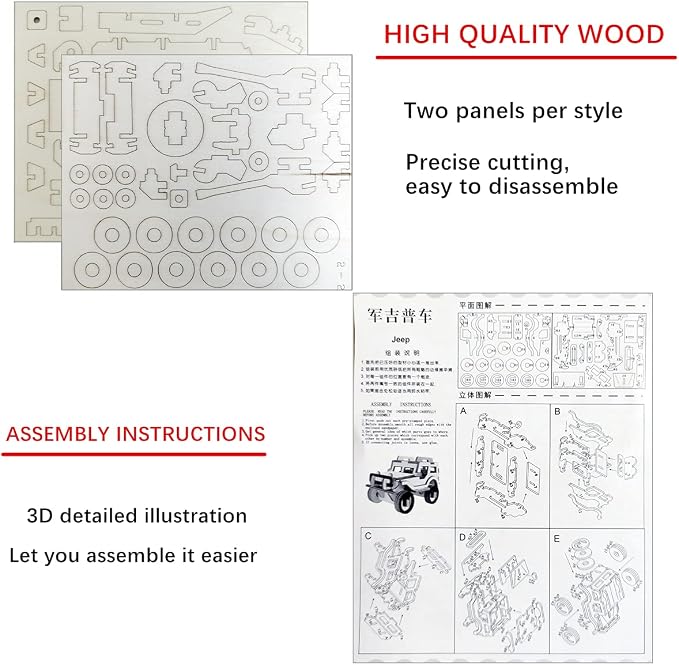 3D Wooden Puzzle - 6 Piece Set Wooden Car Brain Teaser Puzzle - DIY Assembly Car Building Model Kits - Wood STEM Gifts for for Adults & Teens Birthday Gifts Christmas