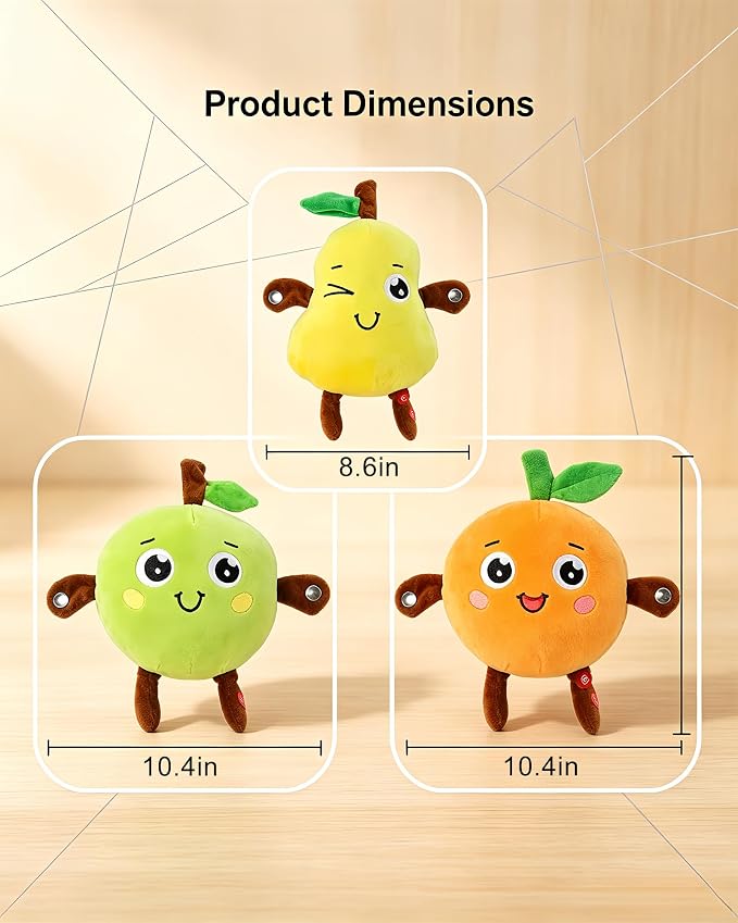 Soft Plush Musical Sensory Toy, Interactive Plush Toy with Sounds, Skin Touch Activated Sound Doll, Dual Mode Educational Toy, Fruit Style Gift for Baby Kids Boys Girls All Ages (Orange)