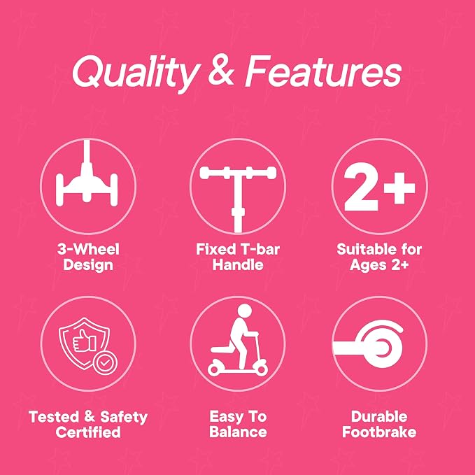3 Wheel Scooter for Kids, Smooth Light Up LED Front Wheels, Wide Anti Slip Deck, Rear Foot Brake, Easy Lean to Steer Maneuvering, Indoor & Outdoor Ride On Toys for Ages 2 Up,