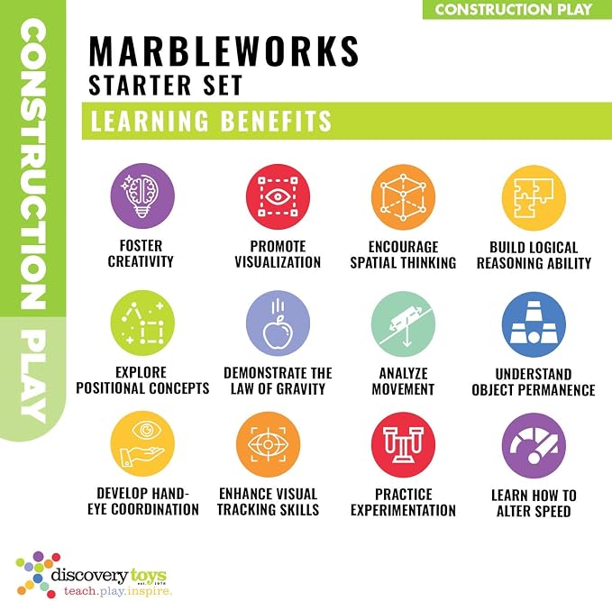 Discovery Toys MARBLEWORKS Marble Run Starter | Kid-Powered Learning | STEM Educational Building Block Toy Learning & Childhood Development 5 Years Old and Up