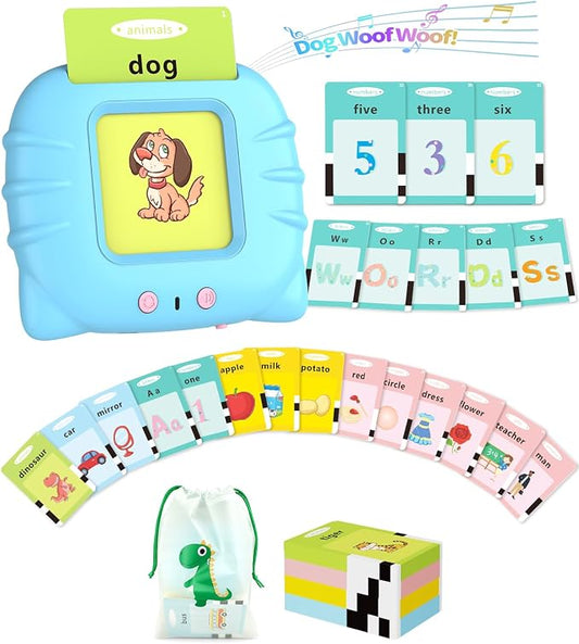 Aullsaty Talking Flash Cards for Toddlers 1-5 Years Old, Upgraded 536 Sight Words with 6 Songs Montessori Autism Sensory Toys, Educational Learning Speech Therapy Birthday Gifts for Boys Girls (Blue)